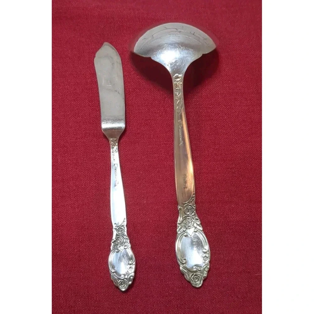 Oneida BALLAD/COUNTRY LANE Gravy Ladle & Butter‎ Knife Silverplate